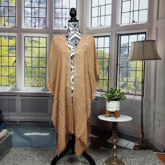 NWT SONOMA TEXTURED GAUZE CINCHED TOPPER (GOLD / OS) - Picture 4 of 14